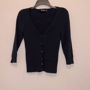New York and Company Navy Blue with Buttons 3/4 Sleeve Cardigan Sweater XS